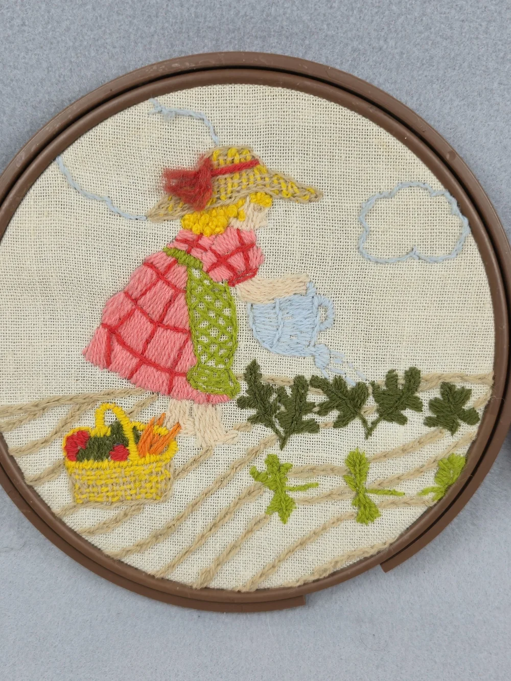 Vintage Embroidery Hoop Wall Decor Set - Girl Boy Country Garden 6